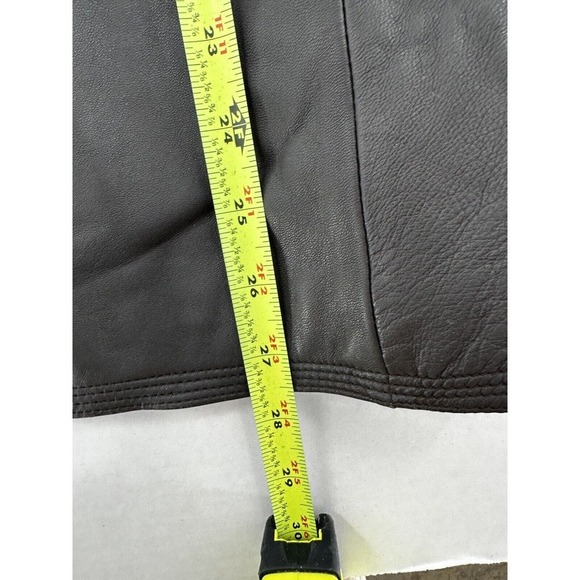 Kenneth Cole Leather Jacket Women’s Size Large Blazer Notched Moto Brown Button‍ - Picture 10 of 11